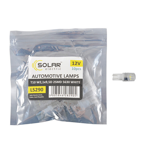 

LED автолампа Solar 12V T10 W2.1x9.5d 2SMD 5630 white 10шт