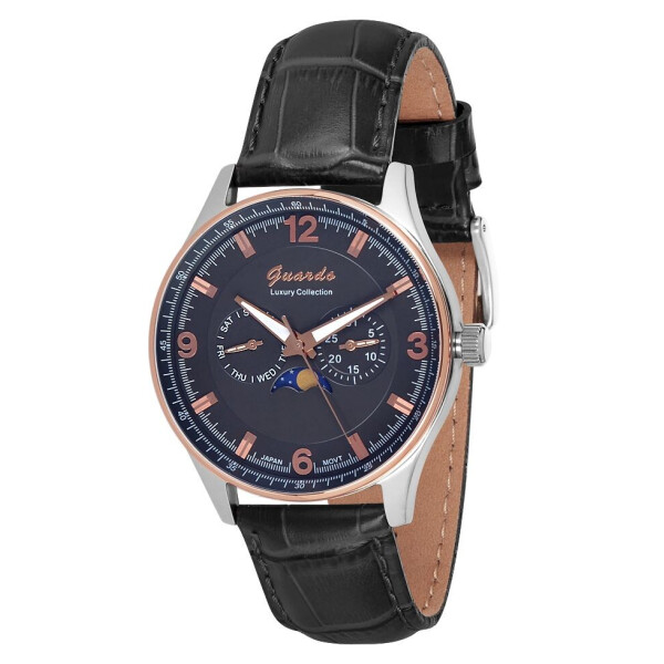 

Часы наручные мужские Guardo Luxury Stainless Steel кварцевые серебро и розовое золото (S1394-9)