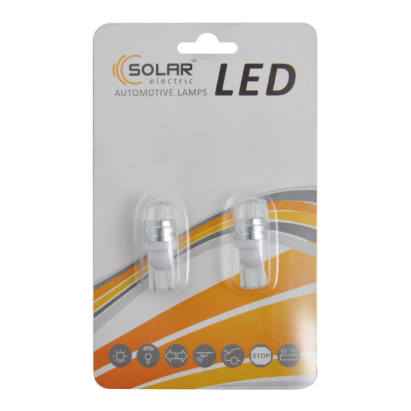 

LED автолампа Solar 12V T10 W2.1x9.5d 2SMD white, 2шт