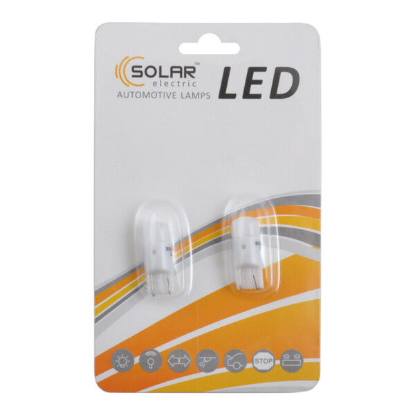 

LED автолампа Solar 12V T10 W2.1x9.5d SMD 1,5W white 2шт