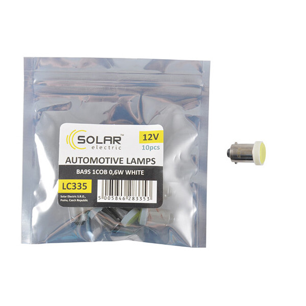 

LED автолампа Solar 12V T8.5 BA9s 1COB 0,6W white 10шт