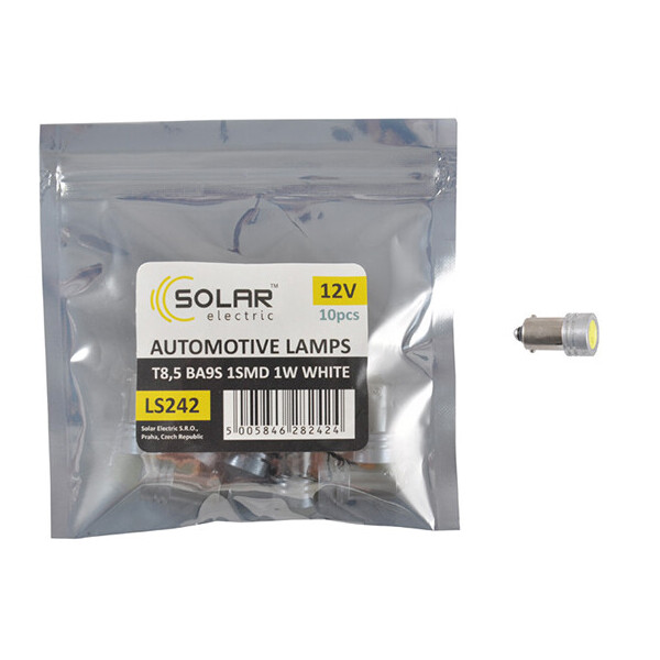 

LED автолампа Solar 12V T8.5 BA9s 1SMD 1W white 10шт
