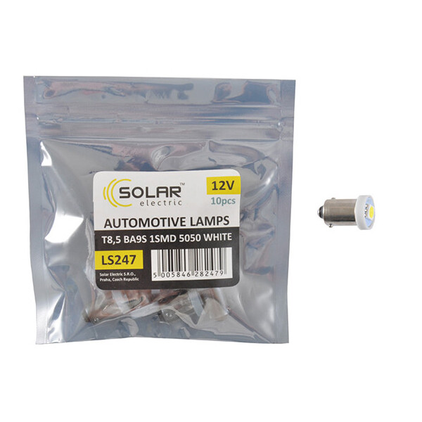 

LED автолампа Solar 12V T8.5 BA9s 1smd 5050 white 10шт