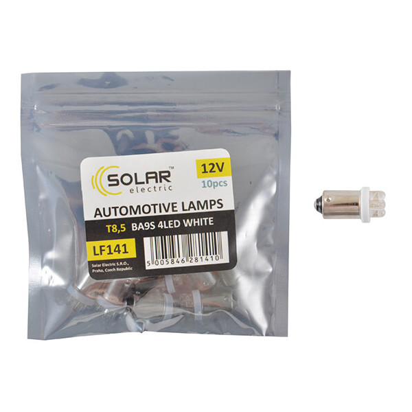 

LED автолампа Solar 12V T8.5 BA9s 4leds white 10шт