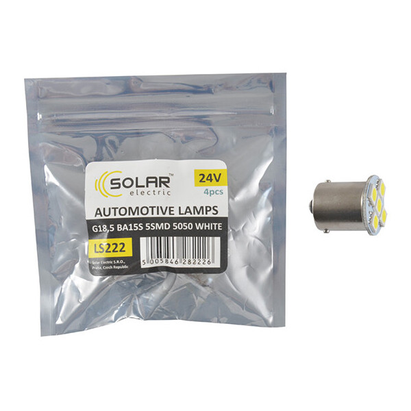 

LED автолампа Solar 24V G18.5 BA15s 5smd 5050 white 4шт
