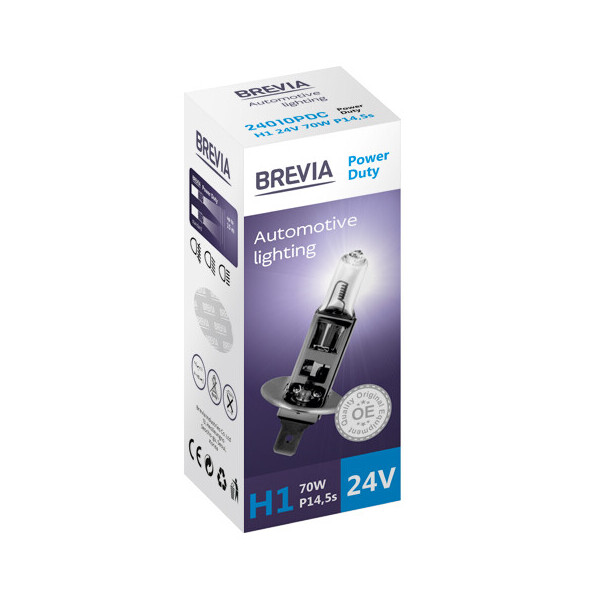 

Галогенова лампа Brevia H1 24V 70W P14.5s Power Duty CP