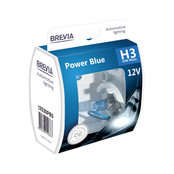 

Галогенова лампа Brevia H3 12V 55W PK22s Power Blue S2
