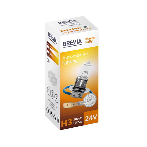 

Галогенова лампа Brevia H3 24V 100W PK22s Master Rally CP