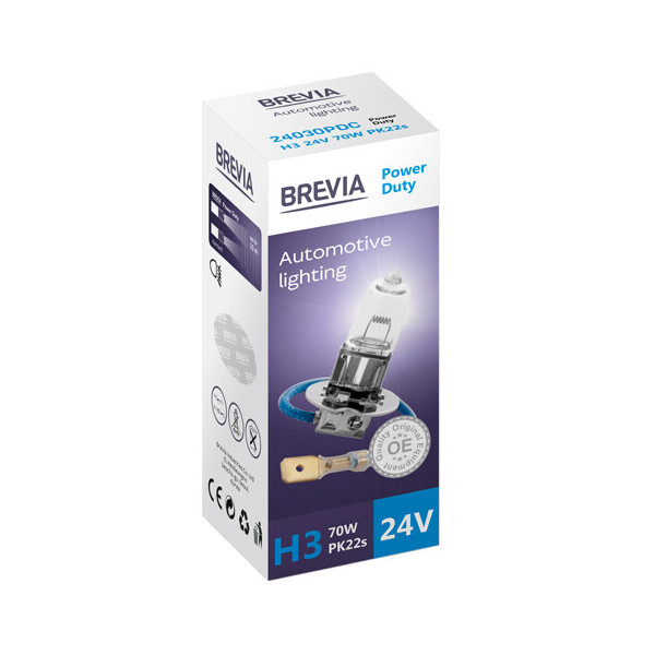 

Галогенова лампа Brevia H3 24V 70W PK22s Power Duty CP