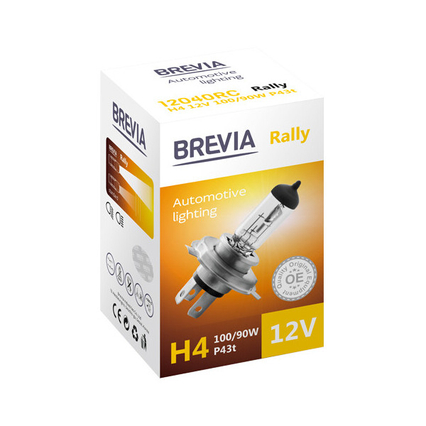 

Галогенова лампа Brevia H4 12V 100/90W P43t Rally CP
