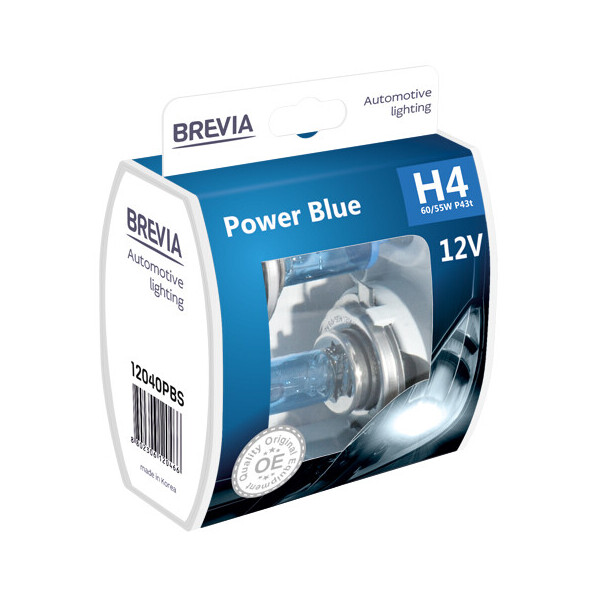 

Галогенова лампа Brevia H4 12V 60/55W P43t Power Blue S2
