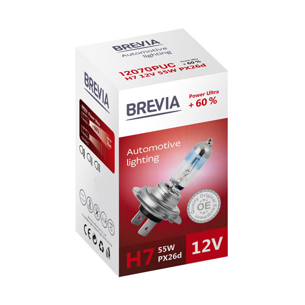 

Галогенова лампа Brevia H4 12V 60/55W P43t Power Ultra +60% CP