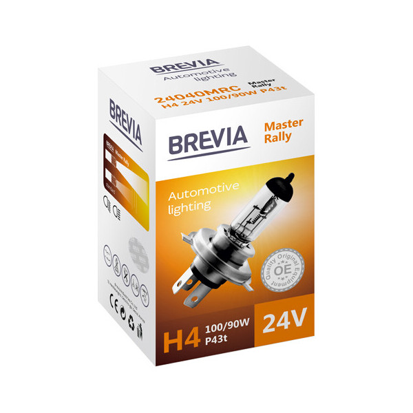 

Галогенова лампа Brevia H4 24V 100/90W P43t Master Rally CP