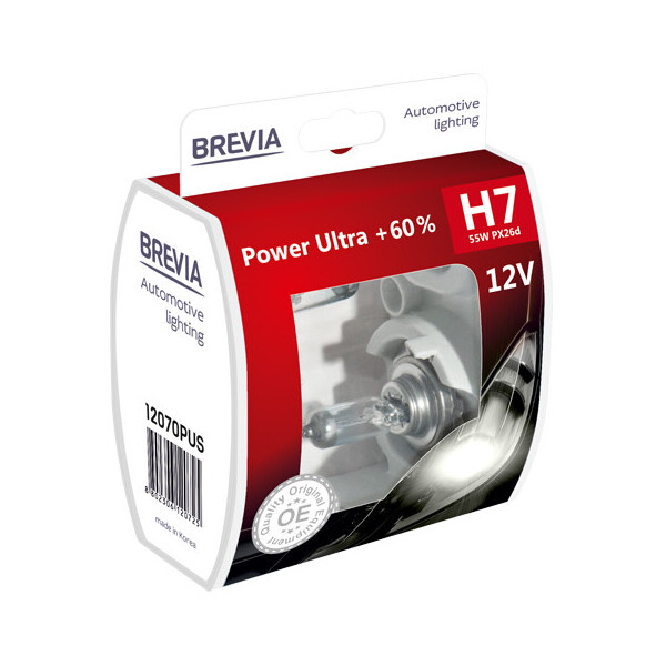 

Галогенова лампа Brevia H7 12V 55W PX26d Power Ultra+ 60% S2