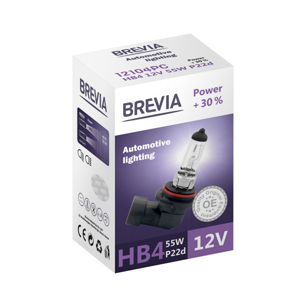 

Галогенова лампа Brevia HB4 12V 55W P22d Power +30% CP