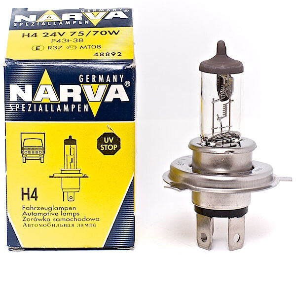 

Галогенова лампа Narva H4 24V 75/70W P43t