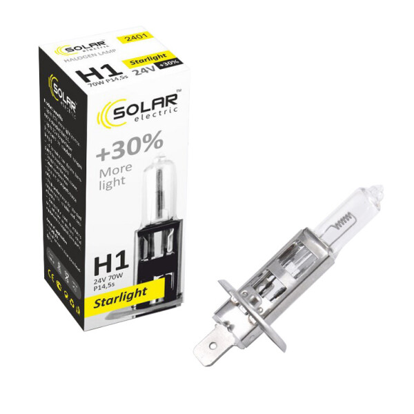 

Галогенова лампа Solar H1 24V 70W P14.5s Starlight +30%