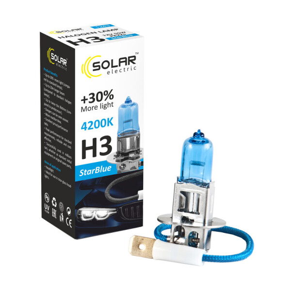 

Галогенова лампа Solar H3 12V 55W PK22s StarBlue 4200K