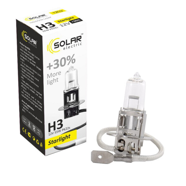 

Галогенова лампа Solar H3 12V 55W PK22s Starlight +30%