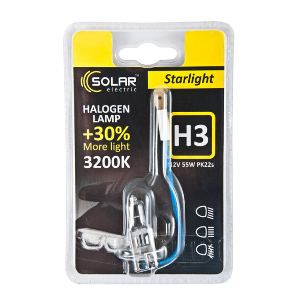 

Галогенова лампа Solar H3 12V 55W PK22s Starlight +30%
