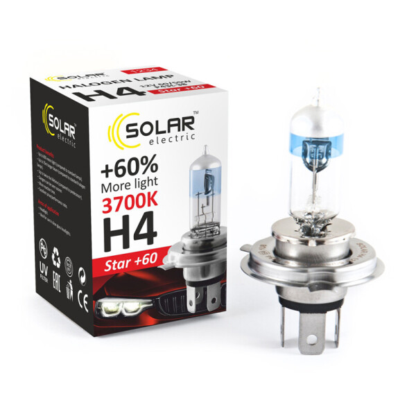 

Галогенова лампа Solar H4 12V 60/55W P43t-38 Starlight +60%