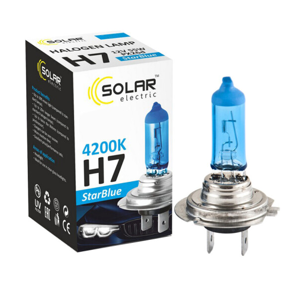 

Галогенова лампа Solar H7 12V 55W PX26d StarBlue 4200K, SET