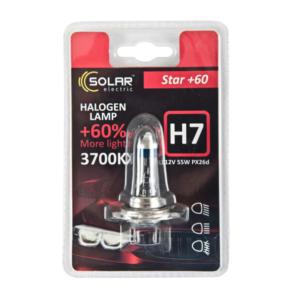 

Галогенова лампа Solar H7 12V 55W PX26d Starlight +60%