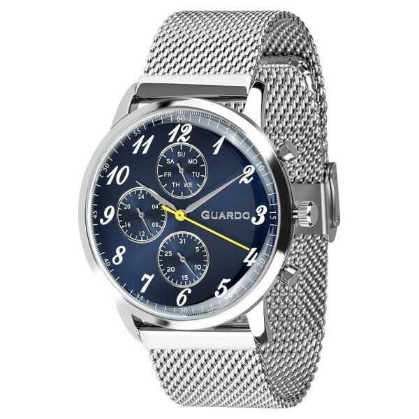 

Часы наручные мужские Guardo Гуардо Premium Metallic кварц цвет корпуса серебряный (012238-3)