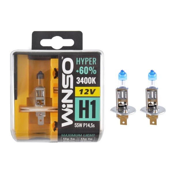 

Галогенова лампа Winso H1 12V 55W P14.5s SET HYPER +60%