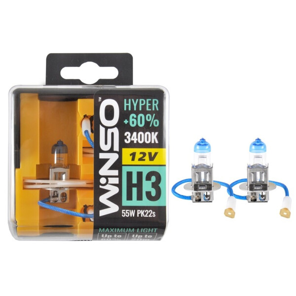 

Галогенова лампа Winso H3 12V 55W PK22s SET HYPER +60%