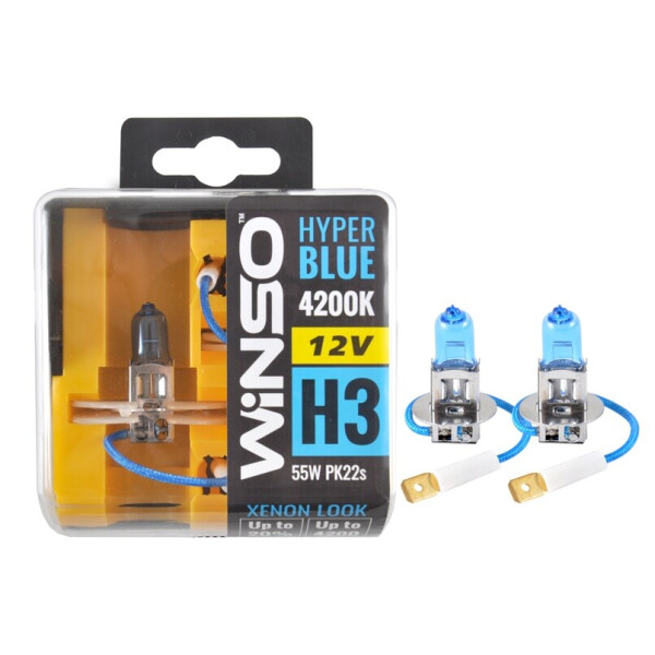 

Галогенова лампа Winso H3 12V 55W PK22s SET HYPER BLUE 4200K
