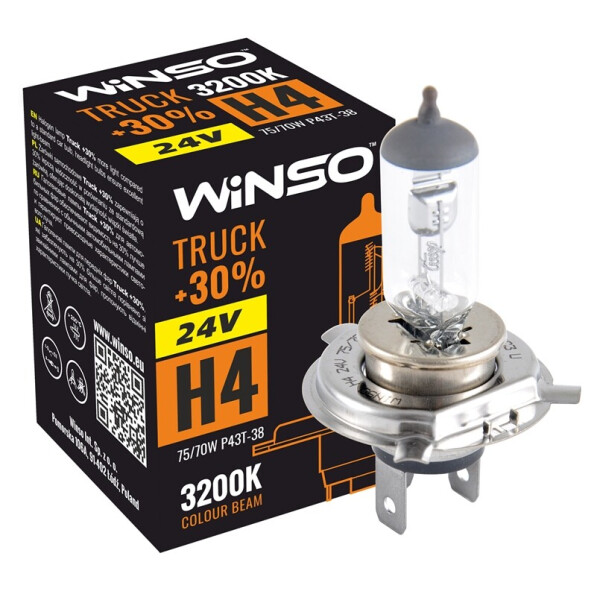 

Галогенова лампа Winso H4 24V 75/70W P43t-38 TRUCK +30%