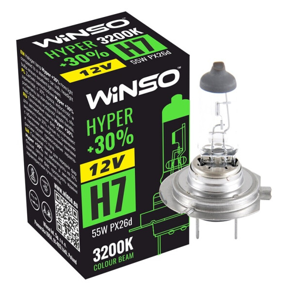 

Галогенова лампа Winso H7 12V 55W PX26d HYPER +30%