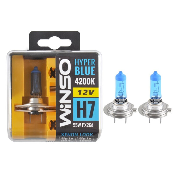 

Галогенова лампа Winso H7 12V 55W PX26d SET HYPER BLUE 4200K