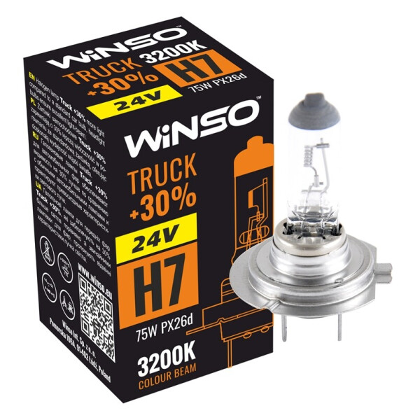

Галогенова лампа Winso H7 24V 75W PX26d TRUCK +30%