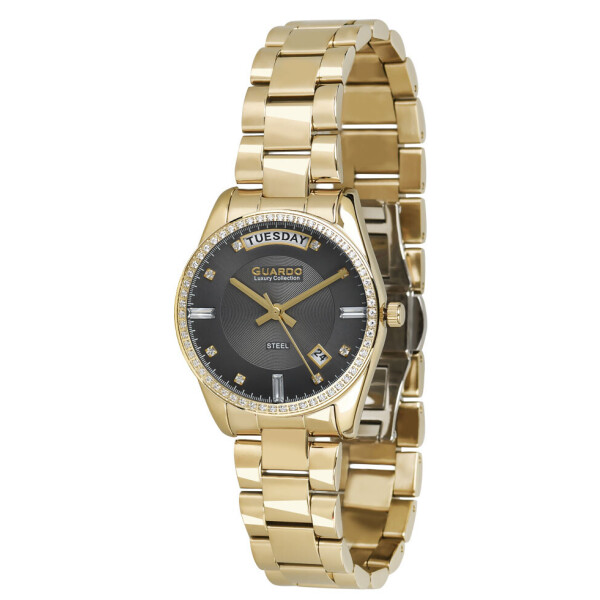 

Часы наручные женские Guardo Гуардо Luxury Stainless Steel кварцевые цвет корпуса золотой (S01808-4)
