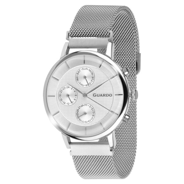 

Часы наручные мужские Guardo Гуардо Premium Metallic кварцевые корпус серебряный (012015-2)