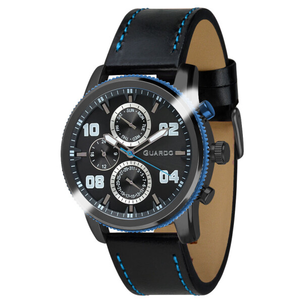 

Часы наручные мужские Guardo Гуардо Premium Metallic кварцевые цвет корпуса черный (011097-5)