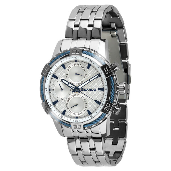 

Часы наручные мужские Guardo Гуардо Premium Metallic кварцевые корпус серебряный (B01352(1)-2)