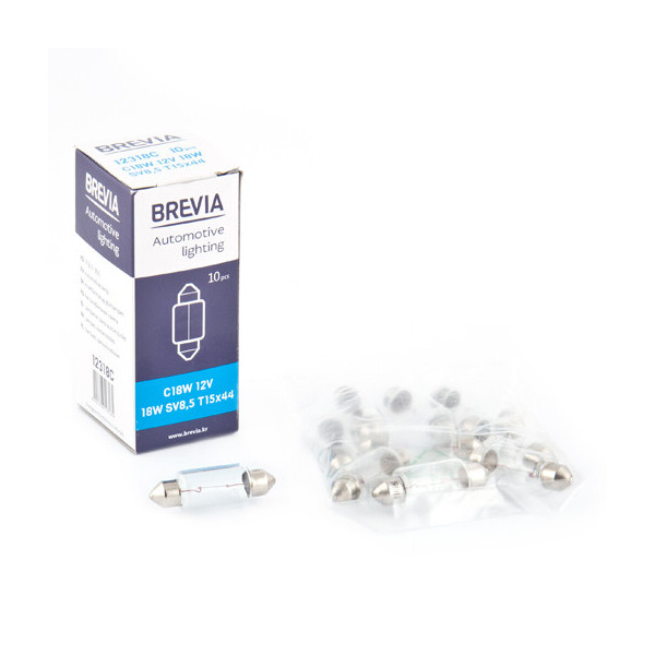 

Лампа розжарювання Brevia C18W 12V 18W SV8.5 T15x44 CP