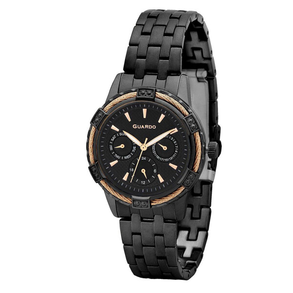 

Часы наручные женские Guardo Гуардо Premium Metallic кварц цвет корпуса черный (B01356-5)