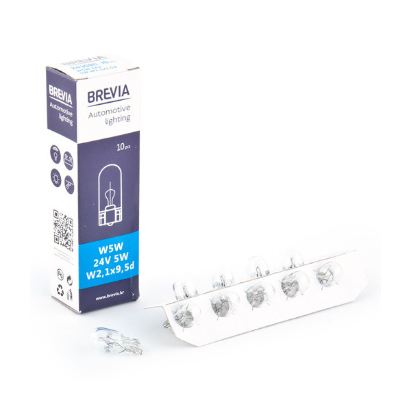 

Лампа розжарювання Brevia W5W 24V 5W W2.1x9.5d CP