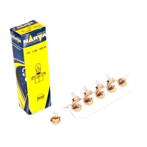 

Лампа розжарювання Narva 12V 1,5W BX8,4D Beige