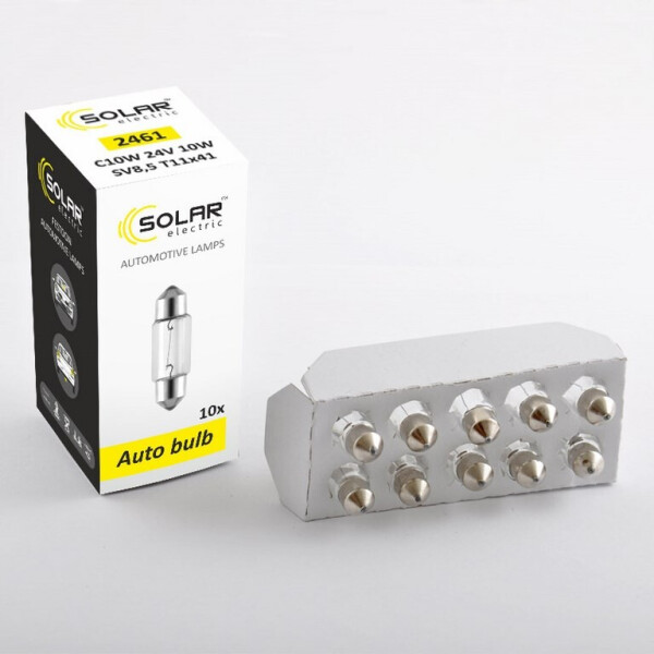 

Лампа розжарювання Solar C10W 24V 10W SV8.5 T11x41, 10шт