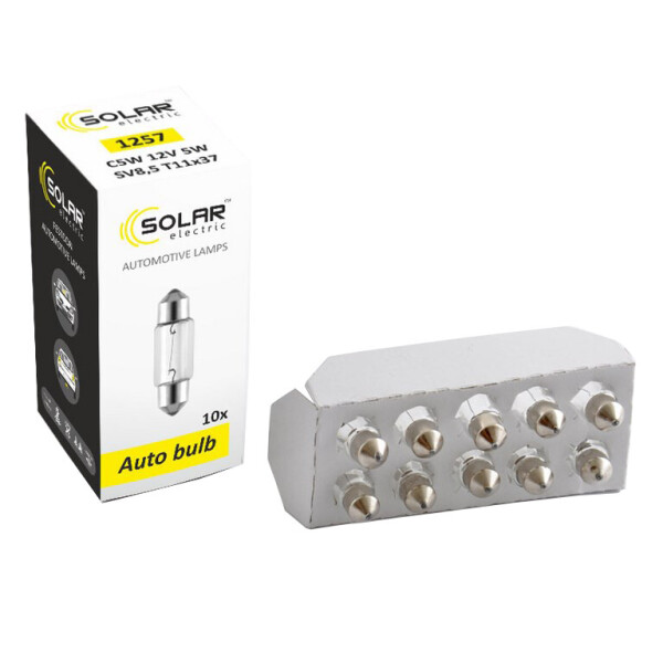 

Лампа розжарювання Solar C5W 12V 5W SV8.5 T11x37, 10шт