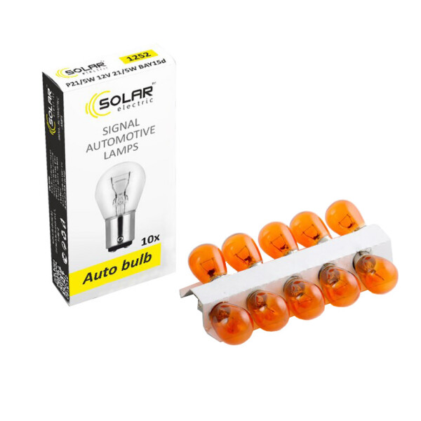 

Лампа розжарювання Solar PY21W 12V 21W BAU15s Amber, 10шт