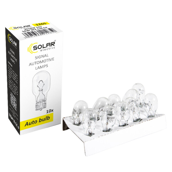

Лампа розжарювання Solar W16W 12V W2,1x9,5d, 10шт