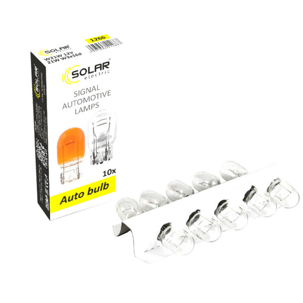 

Лампа розжарювання Solar W21W 12V W3x16d, 10шт