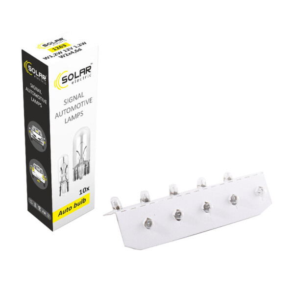 

Лампа розжарювання Solar W5W 12V 5W W2.1x9.5d, 10шт