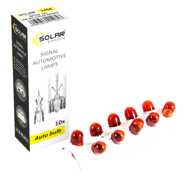 

Лампа розжарювання Solar WY5W AMBER 12V W2,1x9,5d, 10шт